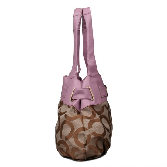 Coach Buckle In Signature Large Purple Khaki Hobo EMZ